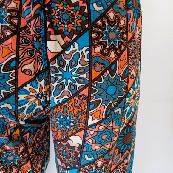 Comfortable Legging Girl Pants with Teal, Orange Brown, Crean Print, "Pl… - Picture 4 of 5